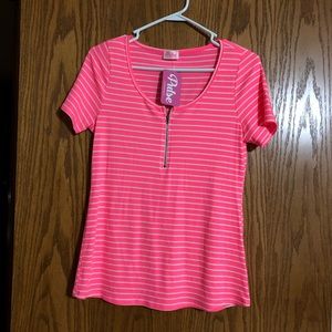 Neon zipper front shirt